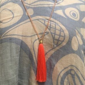 J. Crew Neon Pink Tassel Necklace